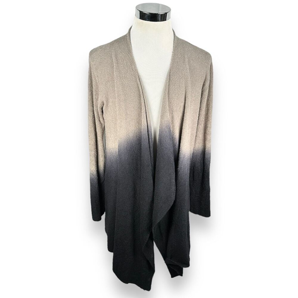 Barefoot Dreams CozyChic Lite Calypso Wrap Cardigan Womens L XL Ombre Beige Navy